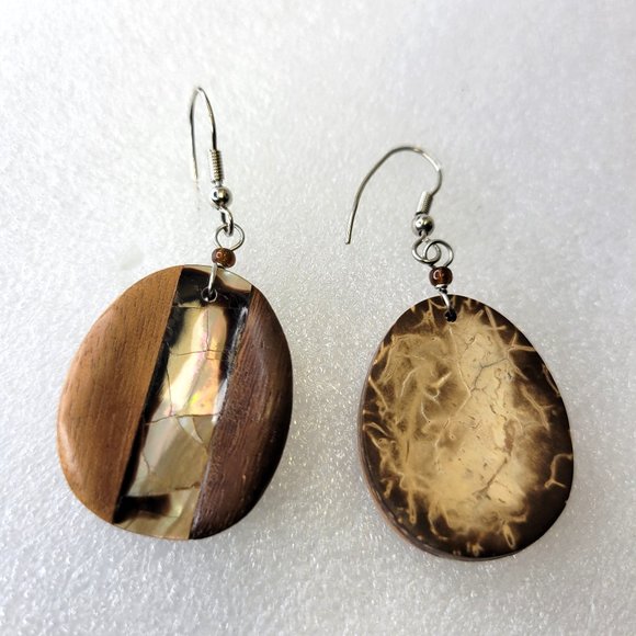 Wood Inspired Earrings - 4 Pairs of Small Light Elegant Boho Earrings - Picture 3 of 15
